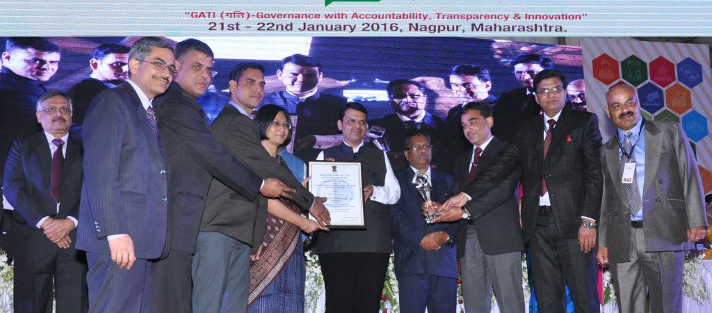 National Award being presented by Hon'ble Chief Minister of Maharasthra