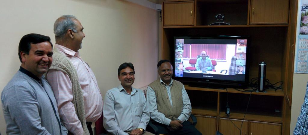 Sh. Ajay Mittal with NIC HP District Officers on VC