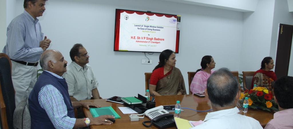 H.E.  Sh. V.P.Singh Badnore, Governor Punjab and Administrator, UT Chandigarh launching the Single Window Solution