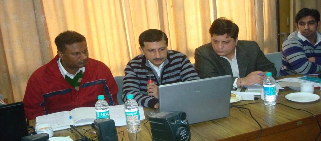Mr.Navneet Kukreja,SIO Punjab giving presentation along with Mr Ajay Malhotra(right) and Mr.Sanjay Gupta (left) of NIC Punjab