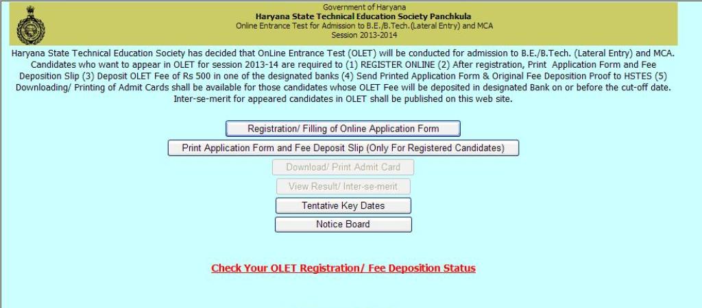 On Line Entrance Test  (OLET)