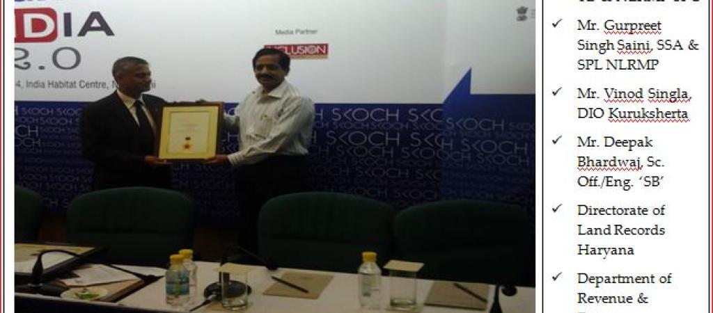 SIO NIC- Haryana Receiving the AMS-HARIS Award at the 37th Skoch Summit on Minimum Government  Maximum Governance on 19th September