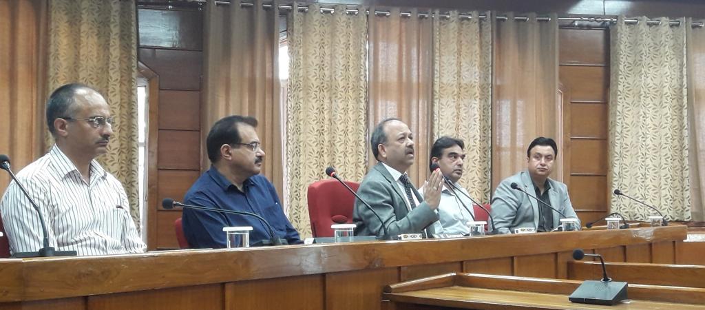 Sh.B.K.Agarwal, Chief Secretary Addressing the Gathering. Dr RN Batta, Secretary (SAD,GAD,RD, PR) & Sh. Ajay Singh Chahal, SIO NIC HP also in the Pic.