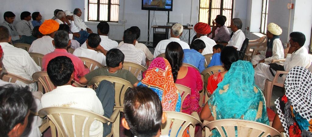 Residents of The Kanpura Gram Panchayat in Ajmer District at the VC with the President of India