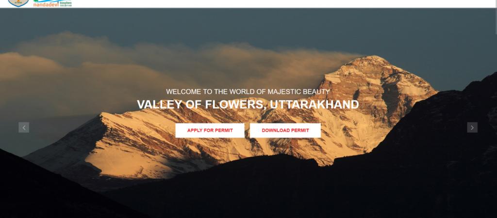 Nanda Devi Biosphere Reserve Online Permit Portal Homepage