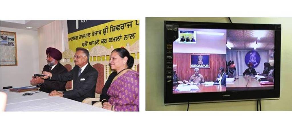 His Excellency Governor Punjab Sh.  Shiv Raj Patil along with State Information Commissioner Punjab Sh. R.I. Singh inaugurating the Video Conference f