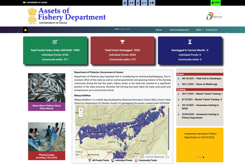Website Home page of Assets of Fishery Department