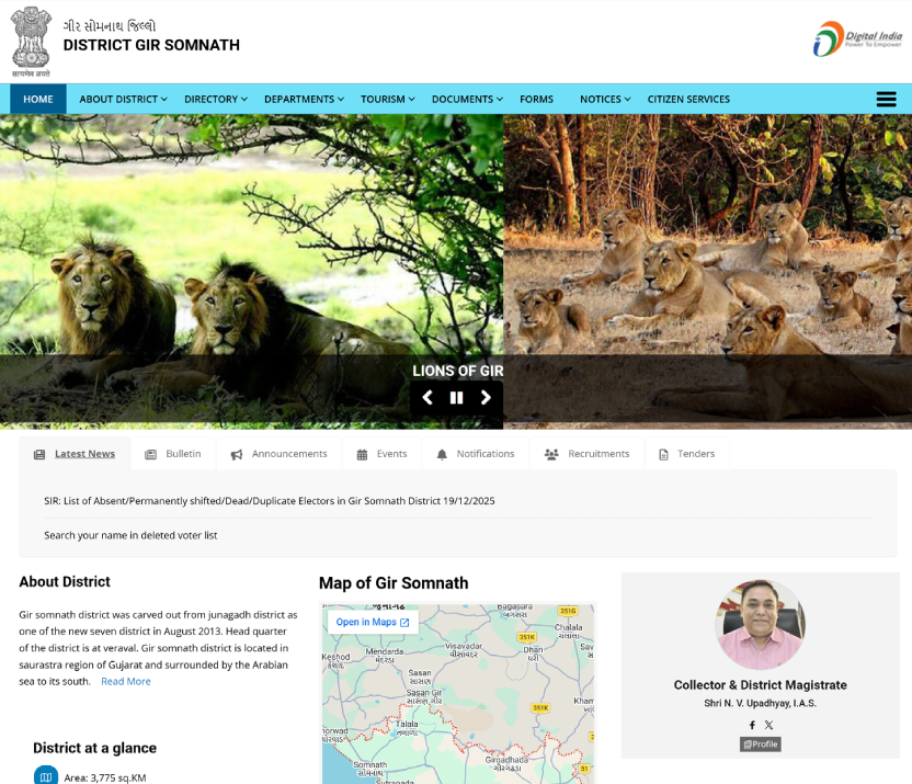Gir Somnath District Website Home Page