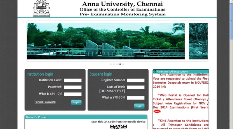 Pre-Examinations Monitoring System for Anna University, Chennai