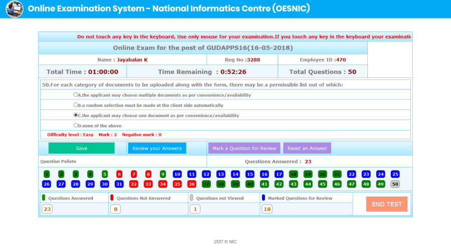 Online Examination System of NIC (OESNIC) : Boasting of a robust architecture enabling the simultaneous operation of multiple exams