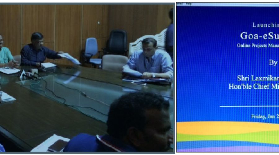 Goa Chief Minister Shri Laxmikant Parsekar launching GOA-eSuvidha (Online Projects Management System)