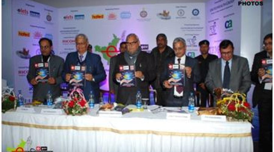 Honorable Chief Minister Haryana and other dignitaries on the dais releasing the egov e-Haryana magazine