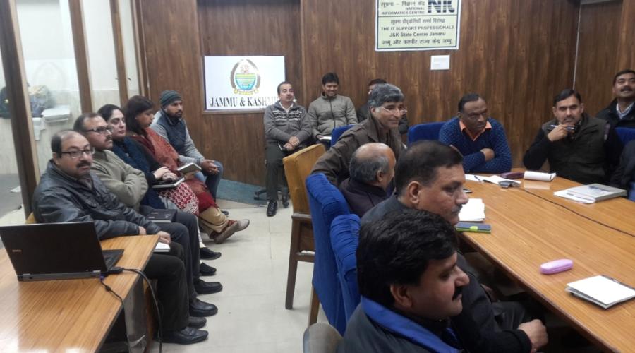 State Coordinator Sh. A.K. Aggarwal and NIC J&K State Centre Officers in the meeting