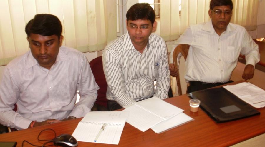 Sitting from L to R: Sh.  Vinod Kumar J , Scientist 'B',NIC, Sh. Vijay Tiwari, Scientific Officer(SB),NIC and Sh. D. C. Bijalwan, Under Secretary