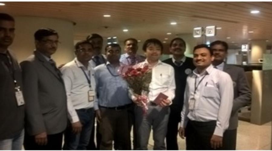 First Japanese Passenger along with NIC, Maharashtra,Mumbai Team  and Bureau of Immigration Officials.