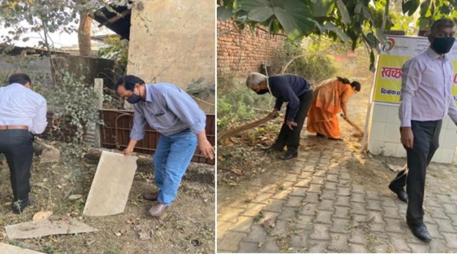 Cleaning in progress in Old Age Home