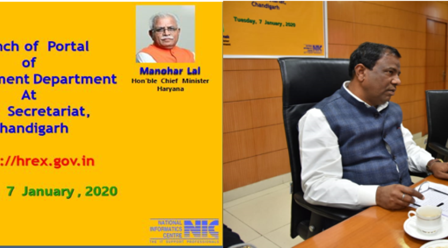 Haryana Labour and  Employment Minister, Mr. Anoop Dhanak launching the web-portal of Employment Department