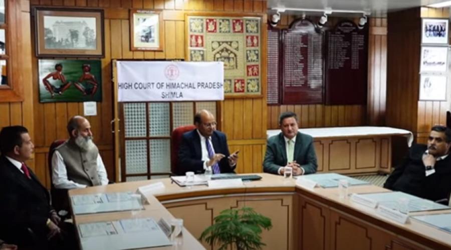 Hon'ble Chief Justice, High Court of Himachal Pradesh launching the Mobile App