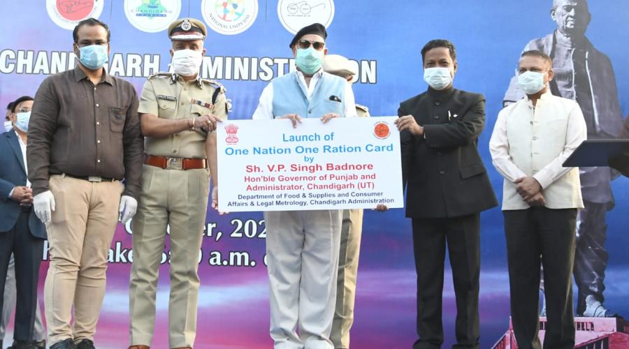 Shri V P Singh Badnore,  Governor of  Punjab and Administrator Chandigarh UT launching "One Nation One Ration Card  Scheme"