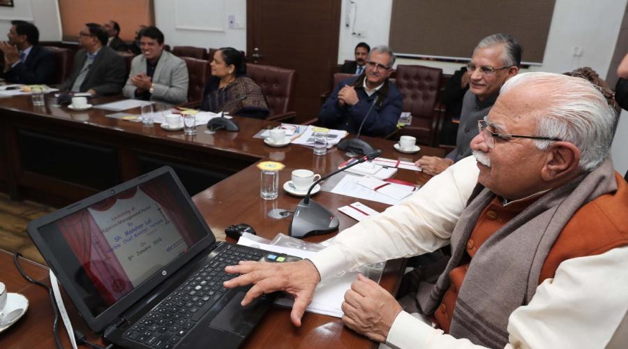 Honourable Chief Minister Sh. Manohar Lal Khattar launching the  Litigation Management System (LMS)