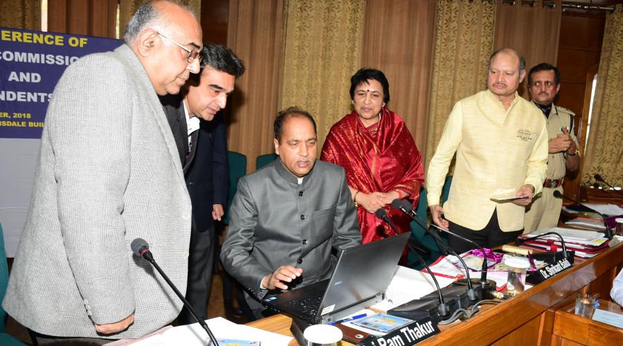 Sh. Vineet Chawdhry, CS, Sh. Ajay singh Chahal, SIO, Sh. Jai Ram Thakur, Hon'ble CM HP, Smt. Manisha Nanda, ACS (Revenue), Dr SK Baldi, ACS (CM)