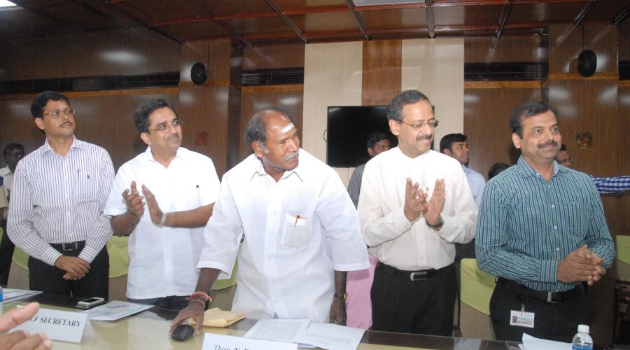 Mr. N. Rangasamy, Chief Minister, Puducherry launched the e-PMS  State Level web portal, Anil Swarup, Additional Secretary & Shubhag Chand, HOD, CSID