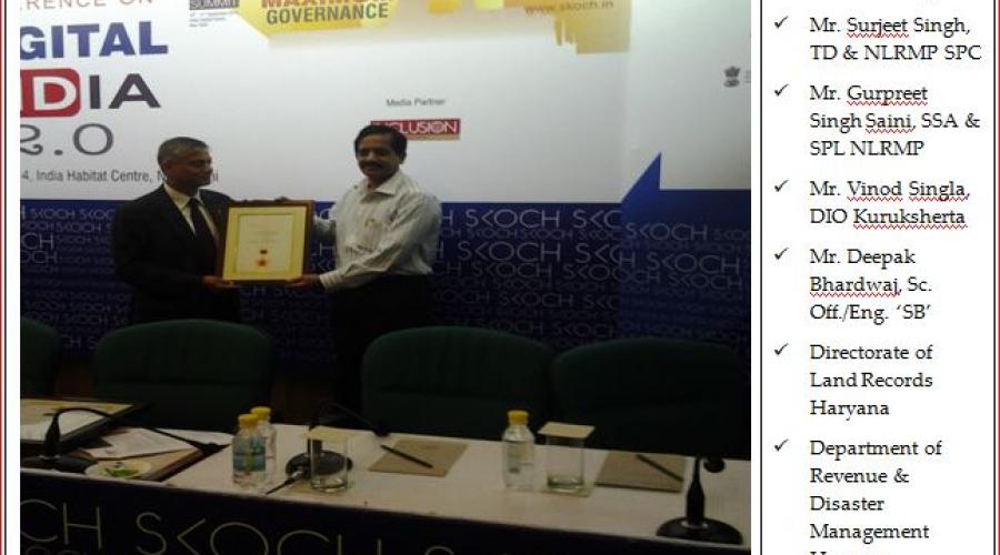 SIO NIC- Haryana Receiving the AMS-HARIS Award at the 37th Skoch Summit on Minimum Government  Maximum Governance on 19th September