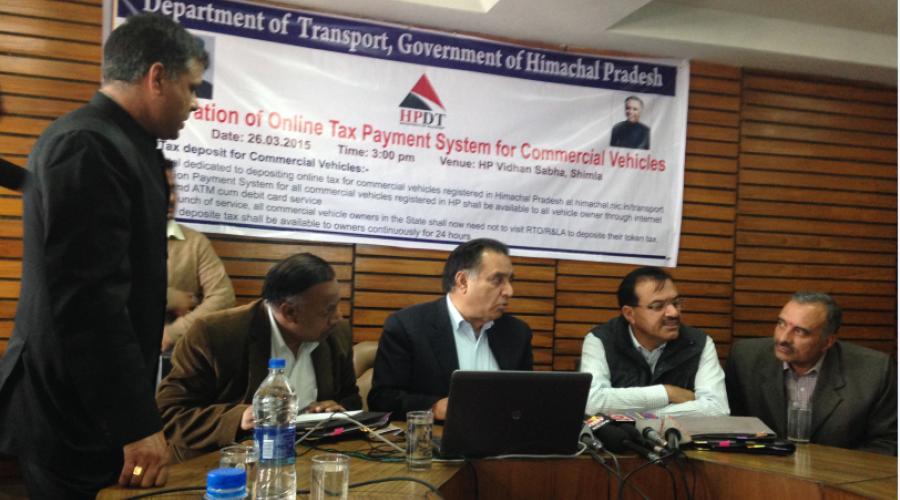 Honourable Transport Minister, Himachal Pradesh inaugurating the Online Tax Payment System