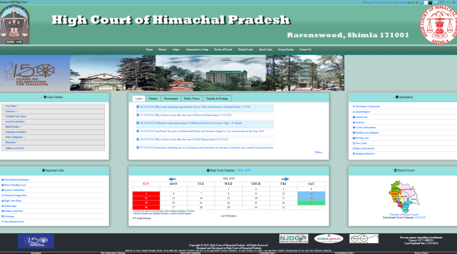 Home Page of the New Web Site of Honourable Himachal Pradesh High Court