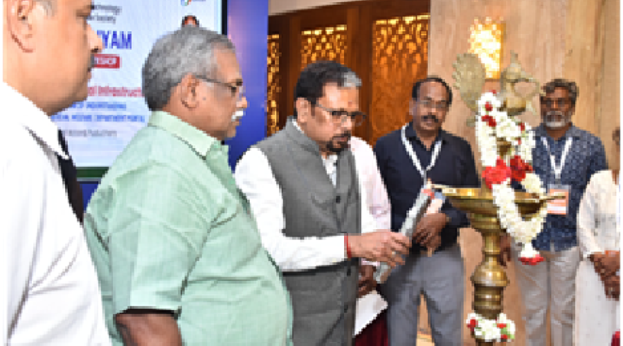 Honorable Lieutenant Governor, Shri Kailashnathan, I.A.S. (Retd), lighting the ceremonial lamp to mark the launch