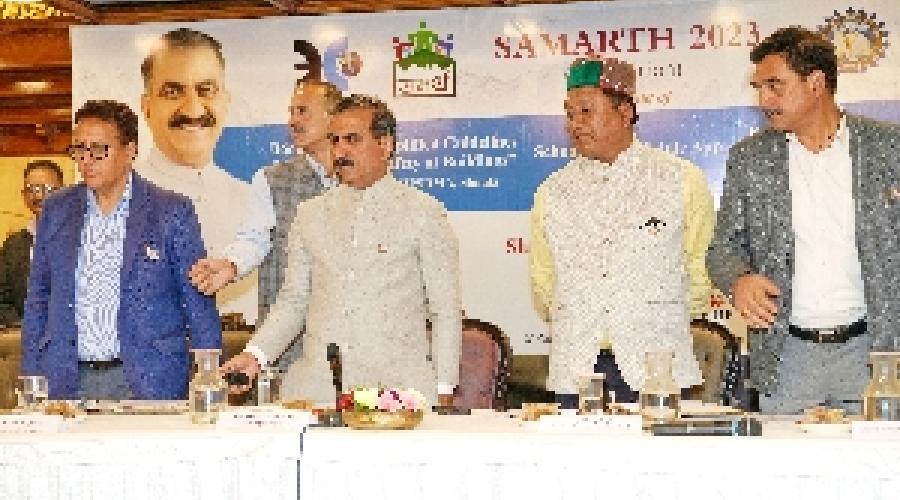 Shri Sukhvinder Singh Sukhu, Chief Minister Himachal Pradesh launching the app in presence of Jagat Singh Negi, Revenue Minister & Other Dignitaries
